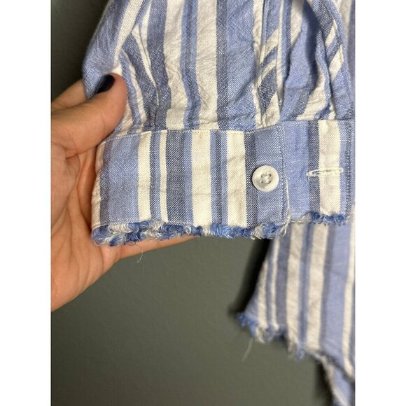 Cloth & Stone Anthropologie Women's XS Chambray Striped Button Shirt Linen Blend - Picture 10 of 13